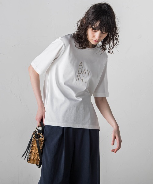 la.f…(ラエフ)の「刺しゅうコンパクトTシャツ≪洗濯機で洗える≫(Tシャツ/カットソー・レディース・ホワイト系その他/ホワイト・11号/9号)」の3枚目の写真