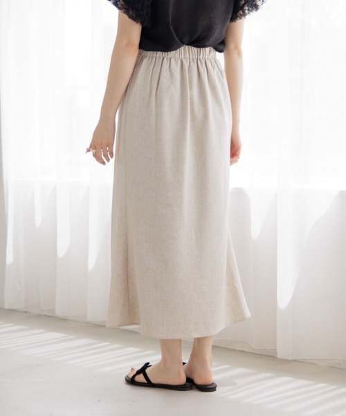flower（フラワー）の「タックマーメイドスカート（スカート・レディース・ベージュ/グレー・FREE）」の4枚目の写真