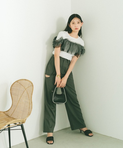 セール】フリルチュールドッキングトップス/2WAY（Tシャツ