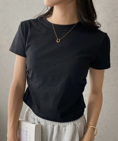 MYMOOD.(マイムード)の「サイドシャーリングTシャツ(Tシャツ/カットソー・レディース・ホワイト/オートミール/ブラック/グレー・FREE)」の2枚目の写真