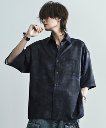 welise | 【welise by 犬飼京】リッチドレープスムース フラワーモード総柄 ハーフスリーブ オーバーサイズシャツ(シャツ/ブラウス)