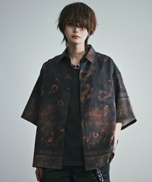 welise | 【welise by 犬飼京】リッチドレープスムース フラワーモード総柄 ハーフスリーブ オーバーサイズシャツ(シャツ/ブラウス)