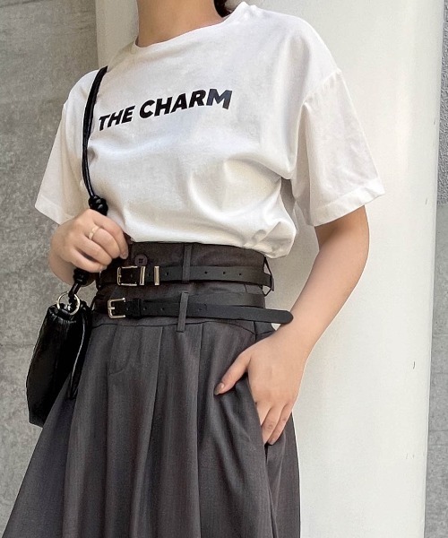 ketty cherie（ケティシェリー）の「ダブルベルトデザインタックワイドスカート≪洗濯機で洗える≫（スカート・レディース・ブラック/グレー・M）」の8枚目の写真