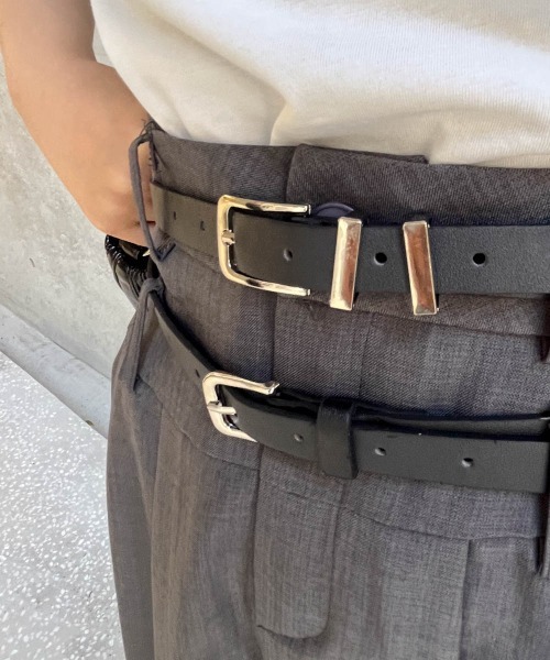 ketty cherie（ケティシェリー）の「ダブルベルトデザインタックワイドスカート≪洗濯機で洗える≫（スカート・レディース・ブラック/グレー・M）」の11枚目の写真