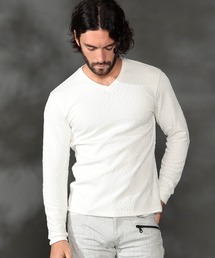 HIDEAWAYS NICOLE | ゼブラ風ブリスタ-ジャカードＶネックプルオーバー(Tシャツ/カットソー)