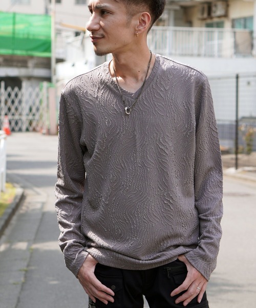 ゼブラ風ブリスタ−ジャカードＶネックプルオーバー NICOLE｜ゼブラ風ブリスタ-ジャカードVネックプルオーバー | Rakuten