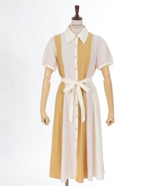 axes femme（アクシーズファム）の「ストライプ切替シャツワンピース
