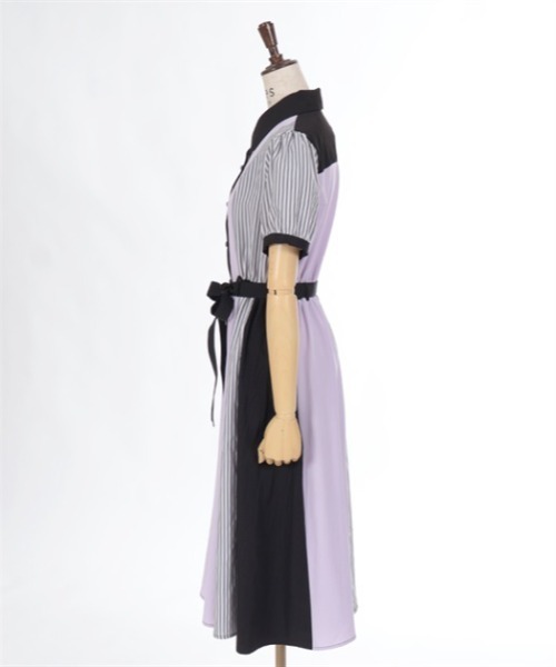 axes femme(アクシーズファム)の「ストライプ切替シャツワンピース(シャツワンピース・レディース・イエロー/ネイビー/ブラック・FREE)」の11枚目の写真