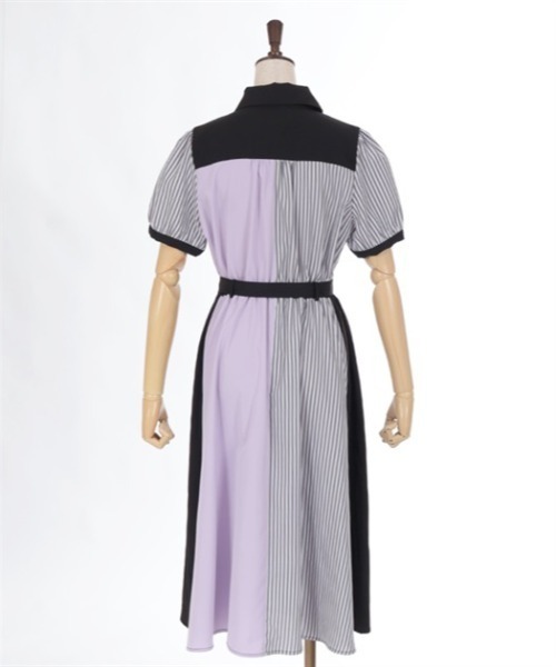 axes femme(アクシーズファム)の「ストライプ切替シャツワンピース(シャツワンピース・レディース・イエロー/ネイビー/ブラック・FREE)」の10枚目の写真