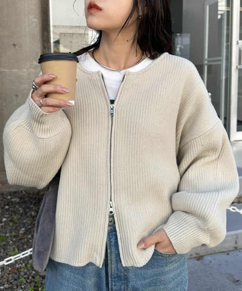 CIAOPANIC TYPY（チャオパニックティピー）の「【リバイバル/WEB限定】スポンディッシュダブルジップニットカーディガン（カーディガン/ボレロ・レディース・ブラック/グレー/レッド/オフホワイト/ブルー・ONE SIZE）」の18枚目の写真
