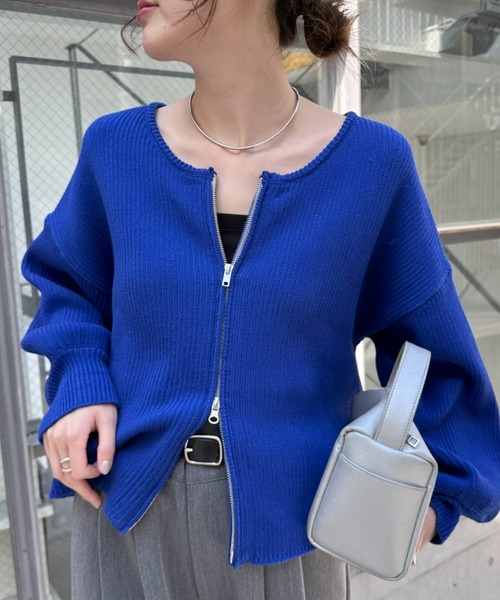 CIAOPANIC TYPY（チャオパニックティピー）の「【リバイバル/WEB限定】スポンディッシュダブルジップニットカーディガン（カーディガン/ボレロ・レディース・ブラック/グレー/レッド/オフホワイト/ブルー・ONE SIZE）」の14枚目の写真