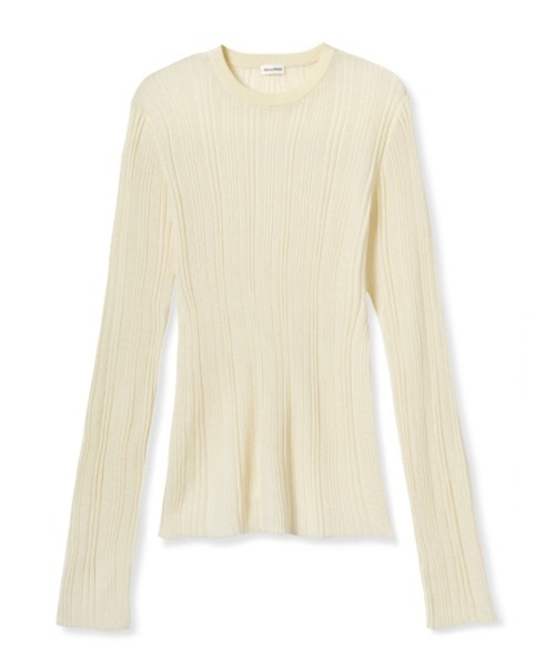 Mila Owen(ミラオーウェン)の「ランダムリブシアーニット(ニット/セーター・レディース・イエロー/ボルドー/アイボリー/ブラック/グレー・0/1)」の15枚目の写真