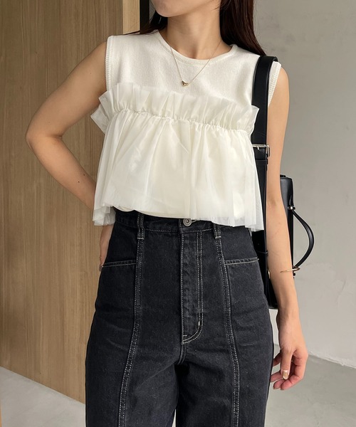 ニットドッキングバルーンチュニック　カプリシューレマージュ　トップス ニットドッキングバルーンチュニック | CAPRICIEUX LE'MAGE