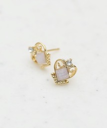 【Peony/ピオニー】/王冠風 ハートデザインピアス