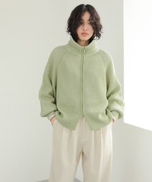 LEPSIM（レプシィム）の「7ゲージ配色リブZIPカーディガン　133274（カーディガン/ボレロ・レディース）」