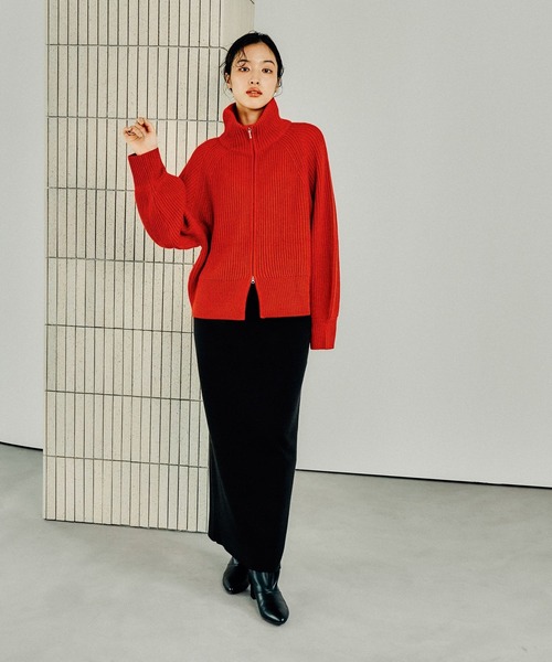 セール】7ゲージ配色リブZIPカーディガン 133274（カーディガン/ボレロ