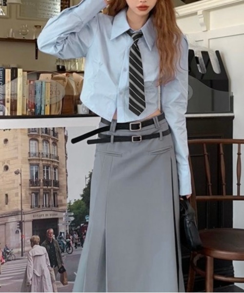 LADY LIKE(レディライク)の「2点セット ネクタイ付きショートブラウス(シャツ/ブラウス・レディース・ホワイト/ブルー・M)」の18枚目の写真