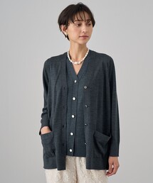 アナイ ANAYI グリッターラインミドルカーディガン ニット 薄手 Vネック ウール 36 緑 グリーン 10222816840 /BB レディース ANAYI - アナイ グリッターラインミドルカーディガン ニット