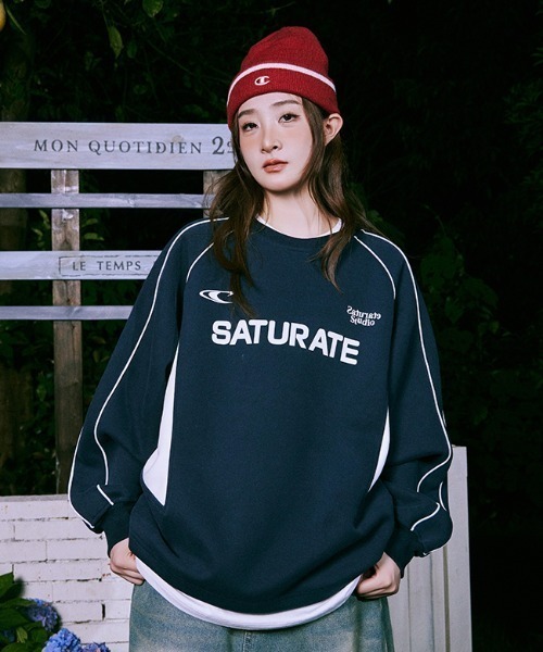 【セール】【Lemanism】ライン入り 配色デザイン ゲームシャツライク スウェット（スウェット）｜Good Riddance（グッドリダンス）