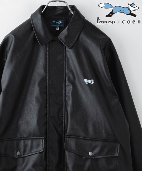 PENNEYS（ぺニーズ）の「【そうコレ！】Penneys（ぺニーズ）別注レザーライクブルゾン（ブルゾン・メンズ・ブラック・M/L/XL）」の2枚目の写真
