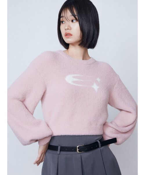 EMODA（エモダ）の「ジャガードシャギーニット（ニット/セーター・レディース・ピンク/ホワイト/ブルー/ブラック・FREE）」の4枚目の写真