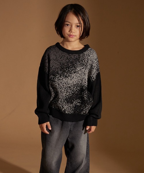 PAIRMANON STREET（ペアマノンストリート）の「【PAIRMANON STREET】グラデーション ジャガード  ニット プルオーバー（ニット/セーター・キッズ・ブラウン/ブルー/ブラック・S/M/L）」の4枚目の写真
