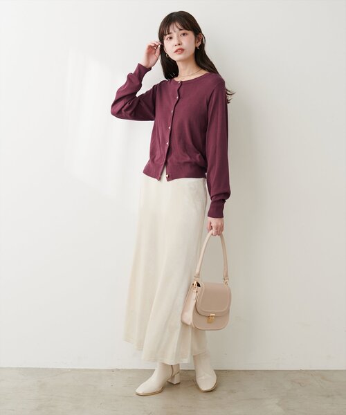 natural couture(ナチュラルクチュール)の「ちびハート釦ドット編みカーデ(カーディガン/ボレロ・レディース・ボルドー/ブラック/アイボリー/ピンクベージュ/ブルー・FREE)」の10枚目の写真