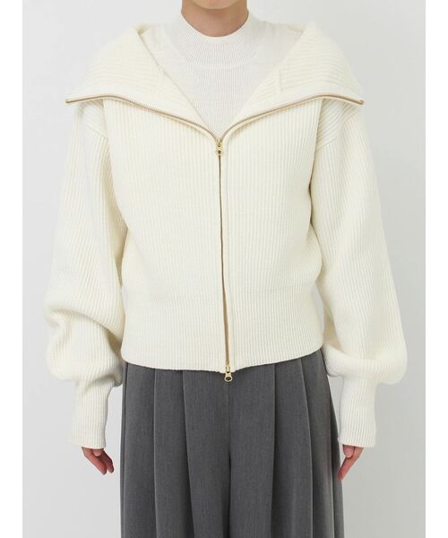 LAGUNAMOON(ラグナムーン)の「ビッグカラーレイヤードZIPニット(ニット/セーター・レディース・アイボリー/ブラック/ライトブルー・FREE)」の7枚目の写真