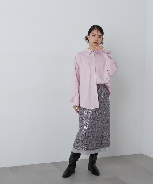 N.（N. Natural Beauty Basic）（エヌエヌナチュラルビューティーベーシック）の「◆スパンコールミディスカート（スカート・レディース・オフホワイト/グレー・MEDIUM）」の11枚目の写真