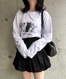 CAT ribbonプリントロングTシャツ