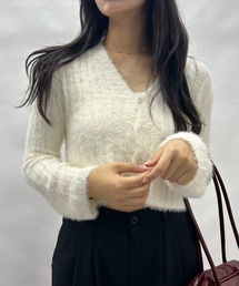 クロップドファーカーディガン