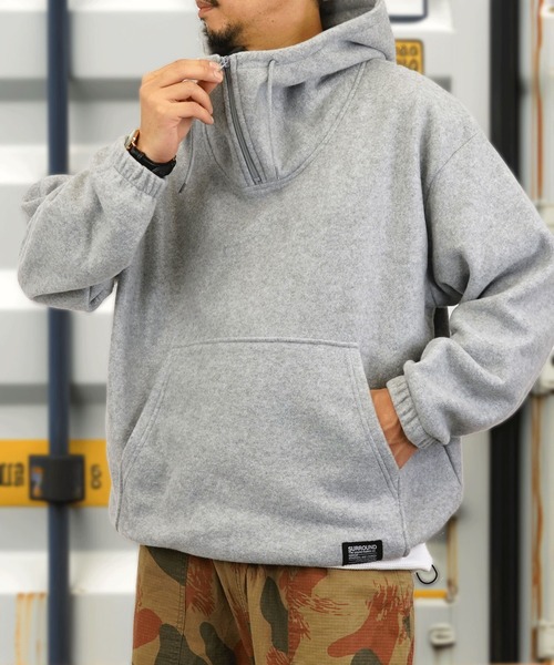 Burner（バーナー）の「【GROOVY STORE】両面起毛オーバーサイズ アノラックパーカー（パーカー・メンズ・ブラック/杢グレー/スミクロ/ライトカーキ・M/L/LL）」の4枚目の写真