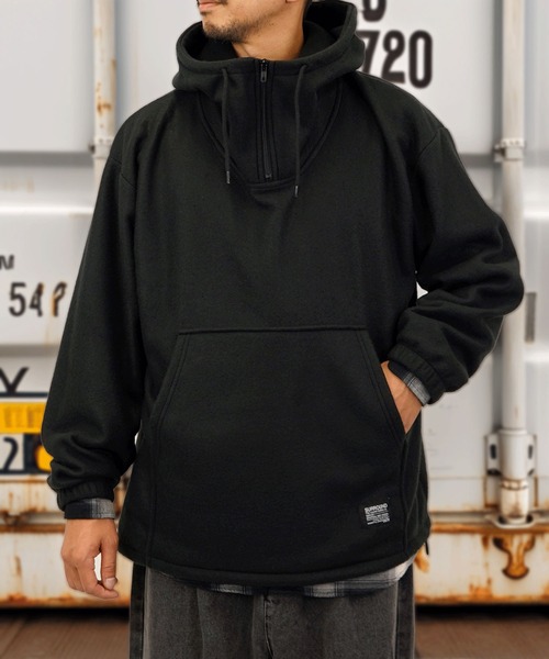 Burner（バーナー）の「【GROOVY STORE】両面起毛オーバーサイズ アノラックパーカー（パーカー・メンズ・ブラック/杢グレー/スミクロ/ライトカーキ・M/L/LL）」の9枚目の写真