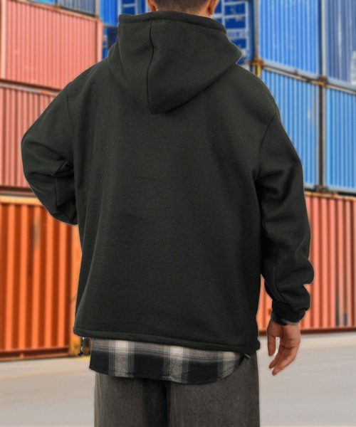 Burner（バーナー）の「【GROOVY STORE】両面起毛オーバーサイズ アノラックパーカー（パーカー・メンズ・ブラック/杢グレー/スミクロ/ライトカーキ・M/L/LL）」の14枚目の写真