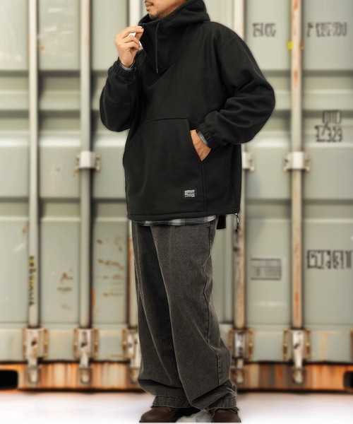 Burner（バーナー）の「【GROOVY STORE】両面起毛オーバーサイズ アノラックパーカー（パーカー・メンズ・ブラック/杢グレー/スミクロ/ライトカーキ・M/L/LL）」の15枚目の写真