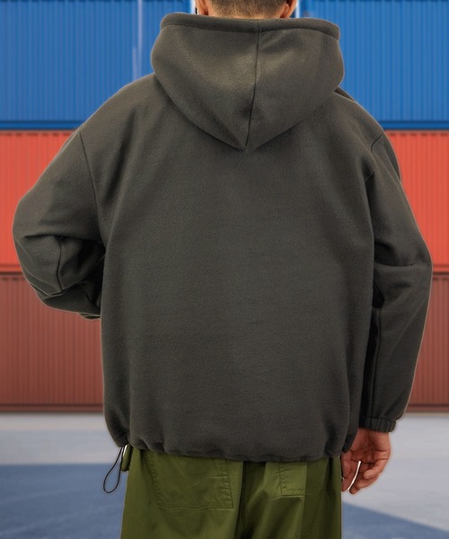 Burner（バーナー）の「【GROOVY STORE】両面起毛オーバーサイズ アノラックパーカー（パーカー・メンズ・ブラック/杢グレー/スミクロ/ライトカーキ・M/L/LL）」の19枚目の写真