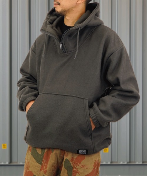 Burner（バーナー）の「【GROOVY STORE】両面起毛オーバーサイズ アノラックパーカー（パーカー・メンズ・ブラック/杢グレー/スミクロ/ライトカーキ・M/L/LL）」の20枚目の写真