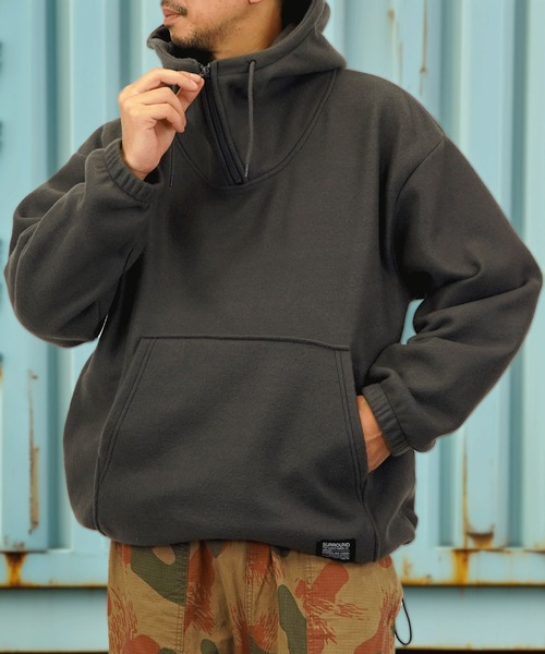 Burner（バーナー）の「【GROOVY STORE】両面起毛オーバーサイズ アノラックパーカー（パーカー・メンズ・ブラック/杢グレー/スミクロ/ライトカーキ・M/L/LL）」の21枚目の写真