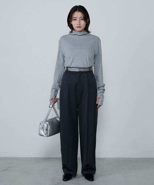 セール】Waist satin line double-tuck darts pants / ウエスト