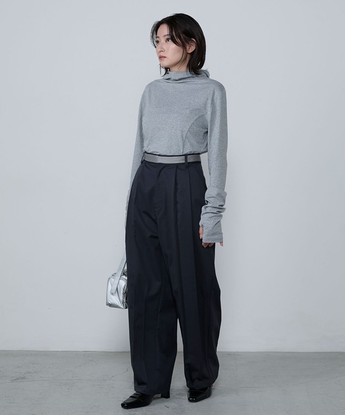 パンツ Double Waist Asymmetry Tuck Pants Double Waist Asymmetry Tuck Pants レディース