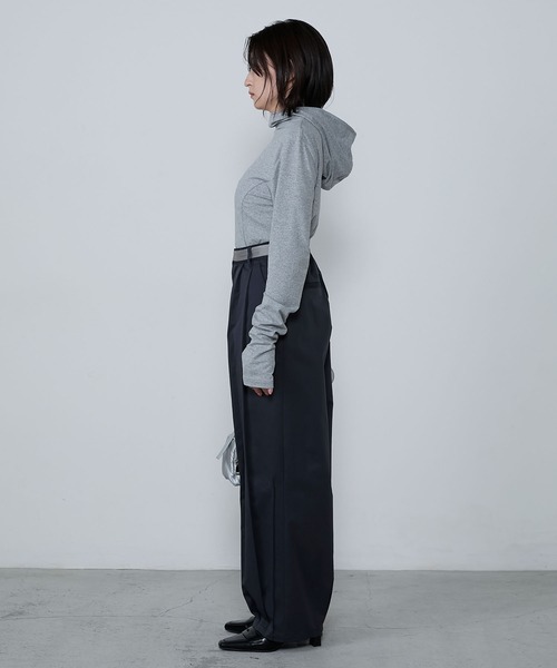 えみおわす　ダーツパンツL えみおわす ダーツパンツ（コットン×ウール カーキ）