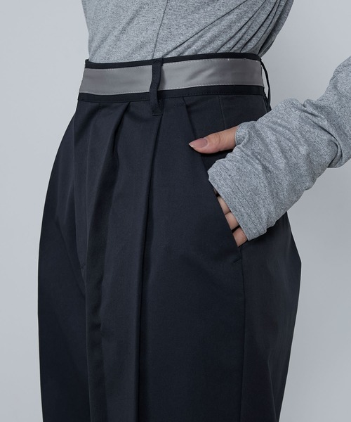 セール】Waist satin line double-tuck darts pants / ウエスト