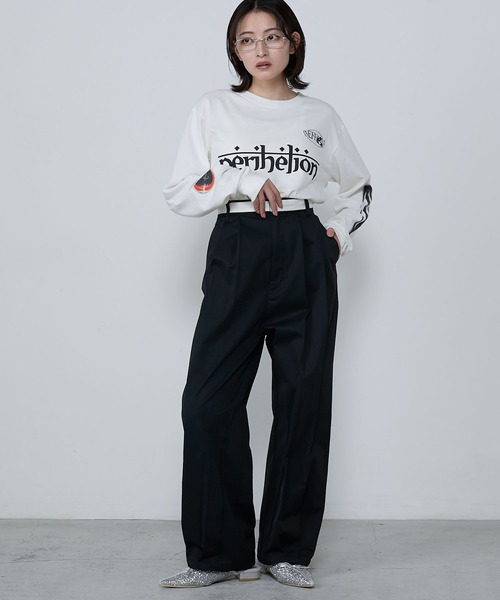 Waist satin line double-tuck darts pants / ウエストサテン
