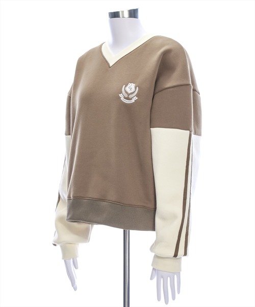 clear（クリア）の「ライン入リ配色ワンポイント刺繍スウェット[大人カジュアル オーバーサイズ]≪再入荷≫（スウェット・レディース・ネイビー/モカ・F）」の9枚目の写真