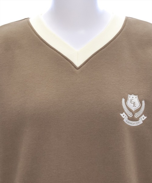 clear（クリア）の「ライン入リ配色ワンポイント刺繍スウェット[大人カジュアル オーバーサイズ]≪再入荷≫（スウェット・レディース・ネイビー/モカ・F）」の13枚目の写真