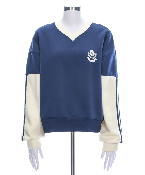 clear（クリア）の「ライン入リ配色ワンポイント刺繍スウェット[大人カジュアル オーバーサイズ]≪再入荷≫（スウェット・レディース・ネイビー/モカ・F）」の17枚目の写真