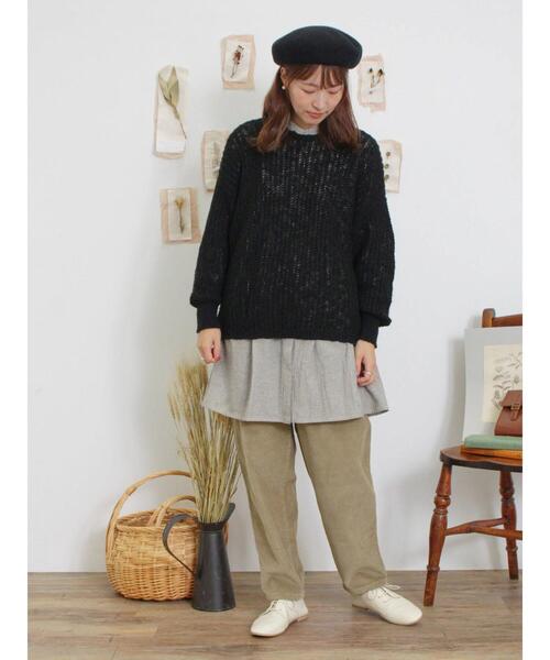 Samansa Mos2（サマンサ モスモス）の「片畦クルーネックゆるニット（ニット/セーター・レディース・レッド/キナリ/ブラック・F）」の10枚目の写真