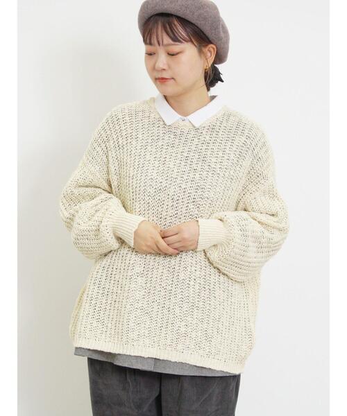 Samansa Mos2（サマンサ モスモス）の「片畦クルーネックゆるニット（ニット/セーター・レディース・レッド/キナリ/ブラック・F）」の13枚目の写真