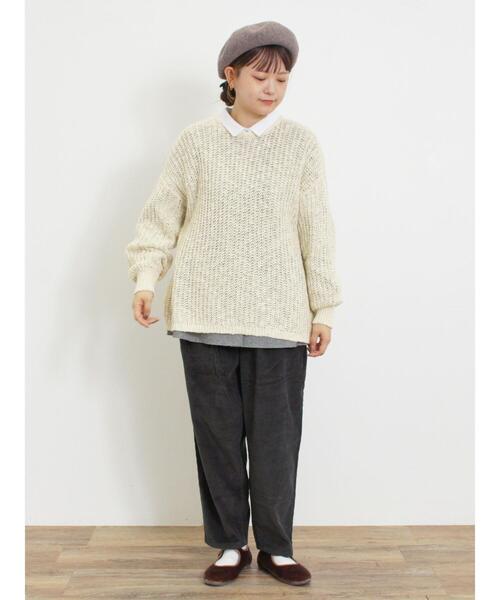 Samansa Mos2（サマンサ モスモス）の「片畦クルーネックゆるニット（ニット/セーター・レディース・レッド/キナリ/ブラック・F）」の14枚目の写真