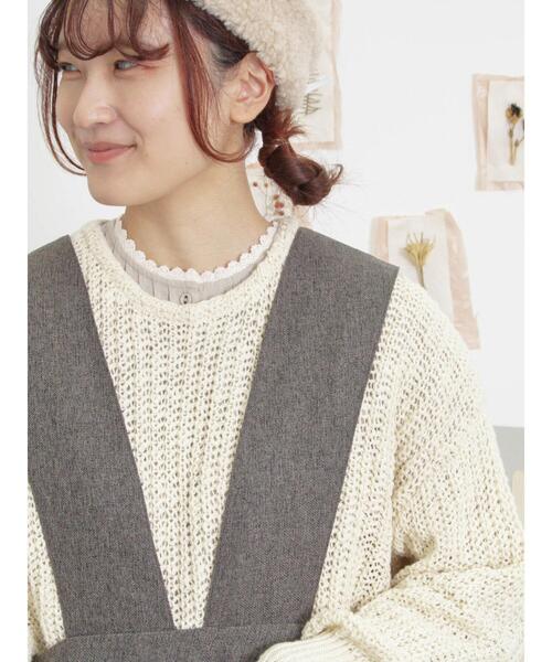 Samansa Mos2（サマンサ モスモス）の「片畦クルーネックゆるニット（ニット/セーター・レディース・レッド/キナリ/ブラック・F）」の16枚目の写真